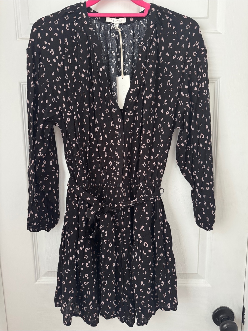 Z Supply Black Mini Dress with Tie Waist